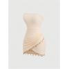 image:imageMakeMeChic Womens Boho Wrap Tube Dress Strapless Tie Backless Fringe Bodycon Mini DressesApricot