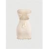 image:imageMakeMeChic Womens Boho Wrap Tube Dress Strapless Tie Backless Fringe Bodycon Mini DressesApricot