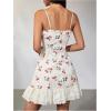 image:imageMakeMeChic Womens Cherry Print Cute DressLace Trim Ruffle Tiered Bow Mini DressApricot