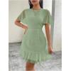 image:imageMakeMeChic Womens Chiffon Ruffle Sleeve Dress Swiss Dots Summer Short DressesMint Green