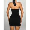 image:imageMakeMeChic Womens Deep V Neck Strapless Mini Dress Y2k Backless Party Bodycon Tube DressesBlack