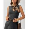image:imageMakeMeChic Womens Denim Mini Dress Crew Neck Sleeveless Summer Cowboy Vintage Short DressesBlack