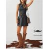image:imageMakeMeChic Womens Denim Mini Dress Crew Neck Sleeveless Summer Cowboy Vintage Short DressesBlack
