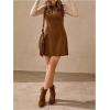 image:imageMakeMeChic Womens Denim Mini Dress Crew Neck Sleeveless Summer Cowboy Vintage Short DressesCoffee