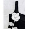 image:imageMakeMeChic Womens Fall Tank Dress 3D Flower Square Neck Split Sleeveless Party Mini DressesBlack and White