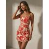 image:imageMakeMeChic Womens Floral Boho Mini Dress Tie Backless Cut Out Mini Dresses SundressRed
