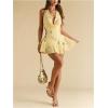 image:imageMakeMeChic Womens Floral Sequin Halter Dress Embroidery Draped A Line Y2K Mini DressesYellow