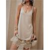 image:imageMakeMeChic Womens Lace V Neck Halter Dress Embroidery Sleeveless Mini Dresses Summer SundressApricot