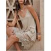 image:imageMakeMeChic Womens Lace V Neck Halter Dress Embroidery Sleeveless Mini Dresses Summer SundressApricot