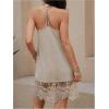 image:imageMakeMeChic Womens Lace V Neck Halter Dress Embroidery Sleeveless Mini Dresses Summer SundressApricot