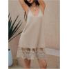 image:imageMakeMeChic Womens Lace V Neck Halter Dress Embroidery Sleeveless Mini Dresses Summer SundressApricot