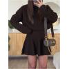 image:imageMakeMeChic Womens Long Sleeve Sweater Dress A Line Flare Knit Mini DressesBrown
