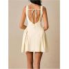 image:imageMakeMeChic Womens Open Back Dress Button Sleeveless A Line Business Short DressesApricot