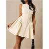 image:imageMakeMeChic Womens Open Back Dress Button Sleeveless A Line Business Short DressesApricot