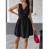 image:imageMakeMeChic Womens Polka Dots V Neck Dress Knot Sleeveless A Line Party Short DressesBlack