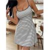image:imageMakeMeChic Womens Striped Nightgown Scoop Neck Lettuce Trim Cami Sleep Dress SleepwearMulticolor