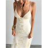 image:imageMakeMeChic Womens Summer Dress Floral Mesh Spaghetti Strap Backless Flowy Maxi Long Dress