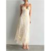 image:imageMakeMeChic Womens Summer Dress Floral Mesh Spaghetti Strap Backless Flowy Maxi Long Dress