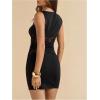 image:imageMakeMeChic Womens Wedding Guest Dress Lace Floral Ruched Sleeveless Bodycon Mini Cocktail DressBlack