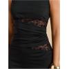 image:imageMakeMeChic Womens Wedding Guest Dress Lace Floral Ruched Sleeveless Bodycon Mini Cocktail DressBlack