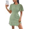 image:imageMakeMeChic Womens Chiffon Ruffle Sleeve Dress Swiss Dots Summer Short DressesMint Green