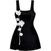 image:imageMakeMeChic Womens Fall Tank Dress 3D Flower Square Neck Split Sleeveless Party Mini DressesBlack and White