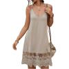 image:imageMakeMeChic Womens Lace V Neck Halter Dress Embroidery Sleeveless Mini Dresses Summer SundressApricot