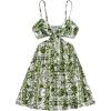 image:imageMakeMeChic Womens Summer Flowy Vacation Dress Sleeveless Flare Mini Beach DressesTropical Green