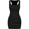 image:imageMakeMeChic Womens Summer Tank Mini Dress Y2K Square Neck Sleeveless Rivet Bodycon Short DressesBlack