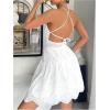 image:imageMakeMeChic Womens Eyelet Embroidery Halter Dress Lace Up Backless A Line Summer Short DressesWhite