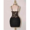 image:imageMakeMeChic Womens Fall Floral Lace Mini Dress Party Tie Front Sleeveless Bodycon Mesh Sheer DressesBlack