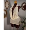image:imageMakeMeChic Womens Halter Dress Mesh Backless Draped Deep V Neck Sexy Bodycon Mini DressesApricot