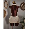 image:imageMakeMeChic Womens Halter Dress Mesh Backless Draped Deep V Neck Sexy Bodycon Mini DressesApricot