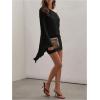 image:imageMakeMeChic Womens Party Bell Sleeve One Shoulder Dress Sequin Asymmetrical Bodycon Short DressesBlack