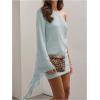 image:imageMakeMeChic Womens Party Bell Sleeve One Shoulder Dress Sequin Asymmetrical Bodycon Short DressesBlue