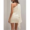 image:imageMakeMeChic Womens Party Bell Sleeve One Shoulder Dress Sequin Asymmetrical Bodycon Short DressesYellow