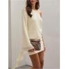 image:imageMakeMeChic Womens Party Bell Sleeve One Shoulder Dress Sequin Asymmetrical Bodycon Short DressesYellow