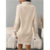 image:imageMakeMeChic Womens Ruffle Sweater Dress Lace Trim Mock Neck Long Sleeve Fall Mini DressesApricot