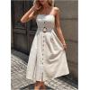 image:imageMakeMeChic Womens Summer Cami Dress Button Down A Line Flare Midi Sundress with BeltApricot