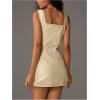 image:imageMakeMeChic Womens Summer Lace Trim Short Tank Dress Sleeveless Wide Strap A Line Mini DressesYellow