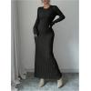 image:imageMakeMeChic Womens Sweater Dress Long Sleeve Tie Back Rib Knit Going Out Maxi DressBlack