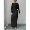 image:imageMakeMeChic Womens Sweater Dress Long Sleeve Tie Back Rib Knit Going Out Maxi DressBlack