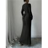 image:imageMakeMeChic Womens Sweater Dress Long Sleeve Tie Back Rib Knit Going Out Maxi DressBlack
