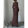 image:imageMakeMeChic Womens Sweater Dress Long Sleeve Tie Back Rib Knit Going Out Maxi DressBrown