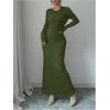 image:imageMakeMeChic Womens Sweater Dress Long Sleeve Tie Back Rib Knit Going Out Maxi DressGreen