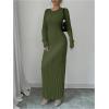 image:imageMakeMeChic Womens Sweater Dress Long Sleeve Tie Back Rib Knit Going Out Maxi DressGreen