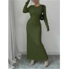 image:imageMakeMeChic Womens Sweater Dress Long Sleeve Tie Back Rib Knit Going Out Maxi DressGreen