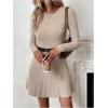 image:imageMakeMeChic Womens Sweater Dress Ribbed Knit Aline Flare Short Dresses Without BeltApricot