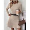 image:imageMakeMeChic Womens Sweater Dress Ribbed Knit Aline Flare Short Dresses Without BeltApricot