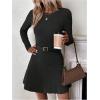 image:imageMakeMeChic Womens Sweater Dress Ribbed Knit Aline Flare Short Dresses Without BeltBlack